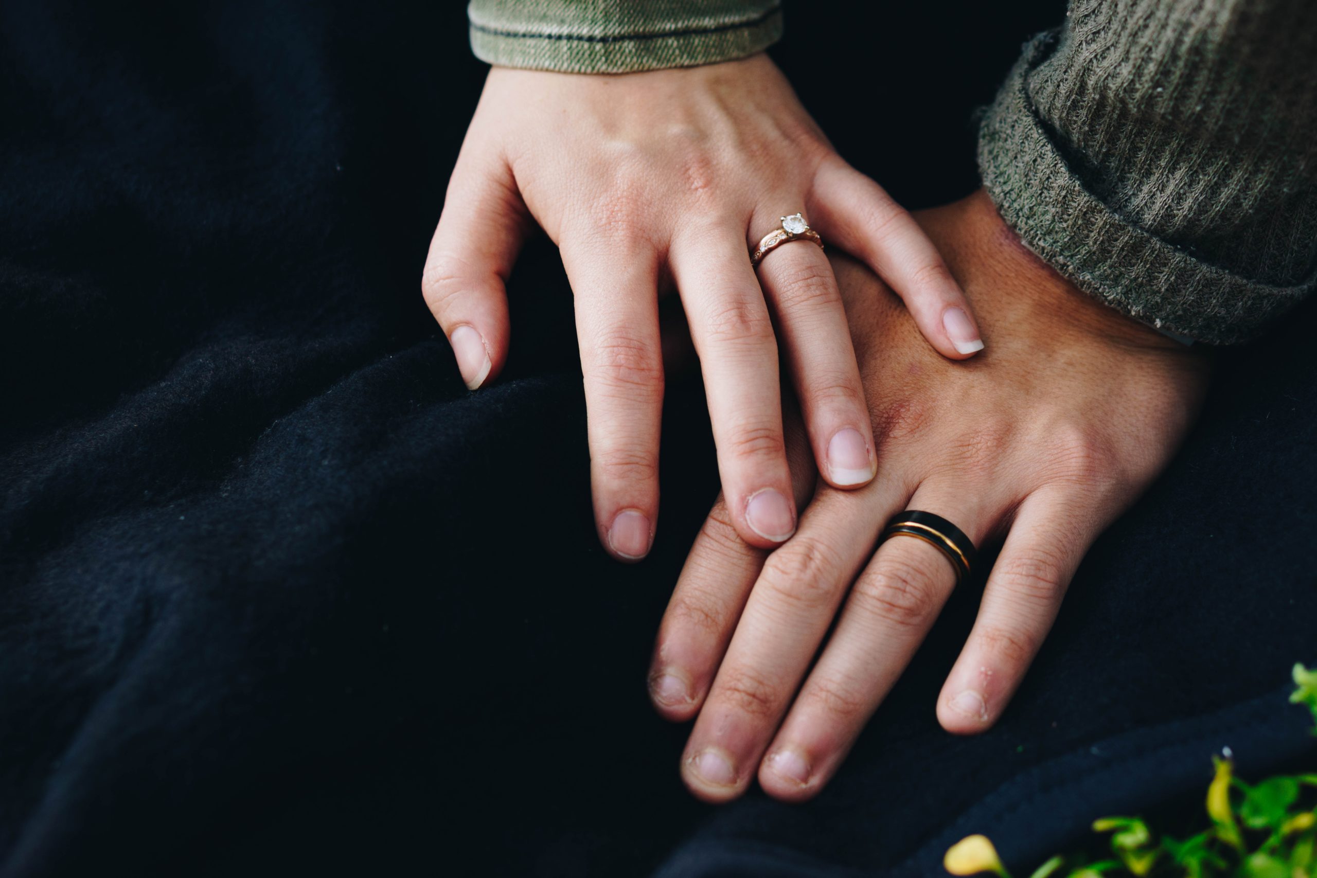 hands of a couple with their wedding bands